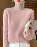 Merino Wool O-Neck Pullover Sweater