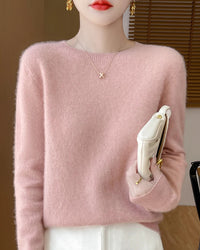 Merino Wool O-Neck Pullover Sweater