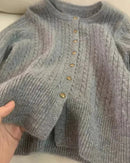 Cashmere Cable-Knit Gold Button Cardigan
