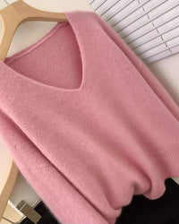 Batik Cashmere V-Neck Loose Sweater