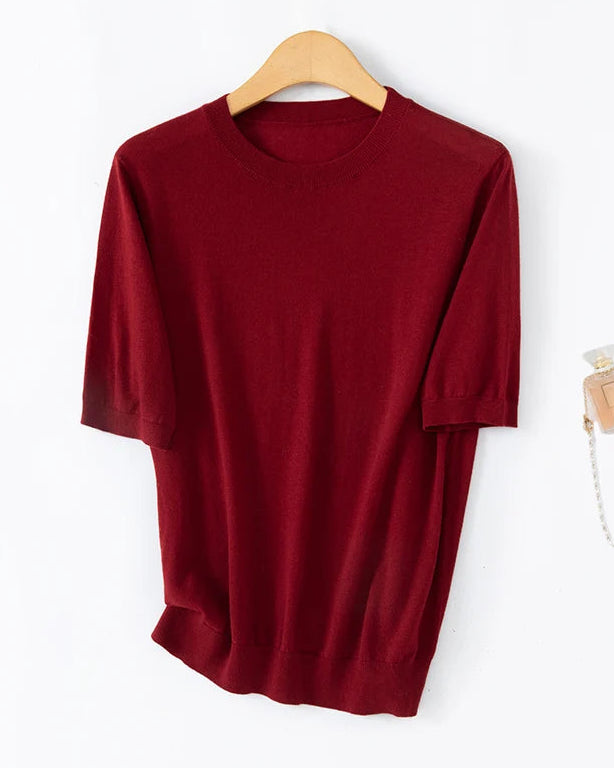 Crew Neck Short-Sleeved Pullover Sweater