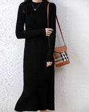 Ribbed Merino Wool Midi Dress