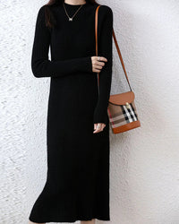 Ribbed Merino Wool Midi Dress