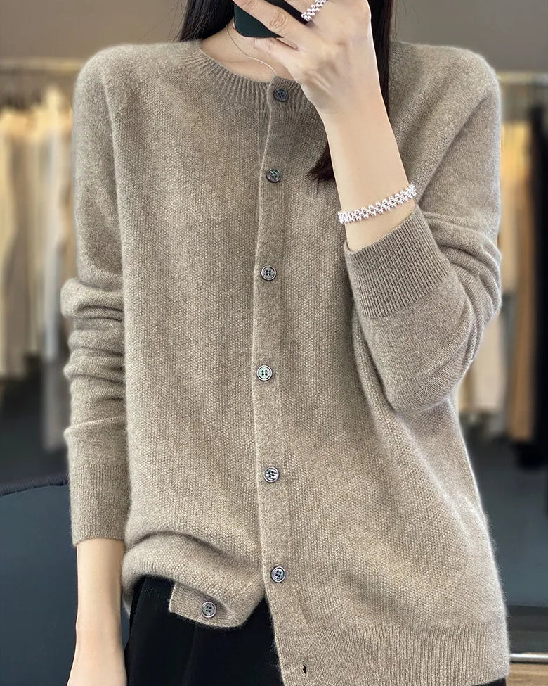 Pure Wool O-Neck Cardigan