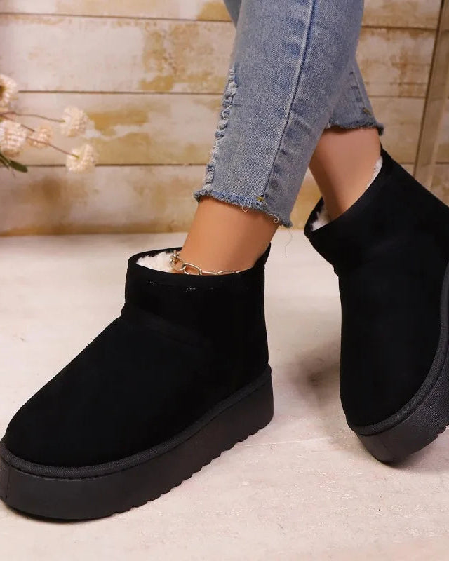 Flannel Slip-On Snow Ankle Boots