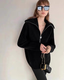 Cashmere Zip Lapel Loose Thick Knit Sweater