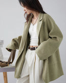 Oversized Drop-Shoulder Wool Blend Coat
