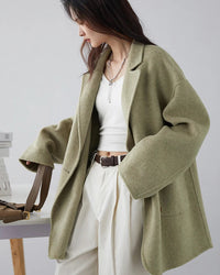 Oversized Drop-Shoulder Wool Blend Coat