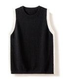 Cashmere Side-Patchwork Sleeveless Knit Vest