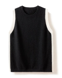 Cashmere Side-Patchwork Sleeveless Knit Vest