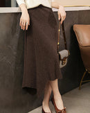 Merino Wool Asymmetric Knit Skirt