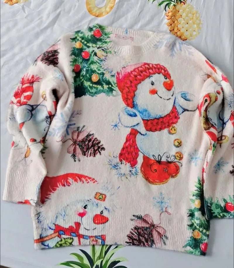 Christmas Snowman Pullover Knitted Sweater
