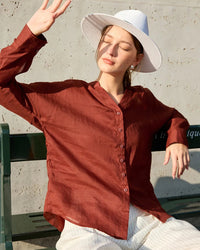 Retro V-Neck Sun Protection Long-Sleeved Shirt