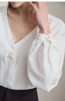 V-Neck Lyocell Loose Casual Blouse