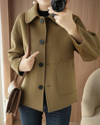 Classic Refined Wool Buttoned Overcoat