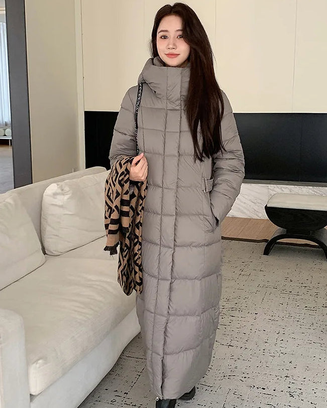 Long Hooded Quilted Puffer Coat