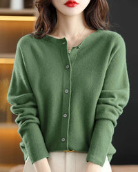 Merino Wool Crew Neck Cardigan
