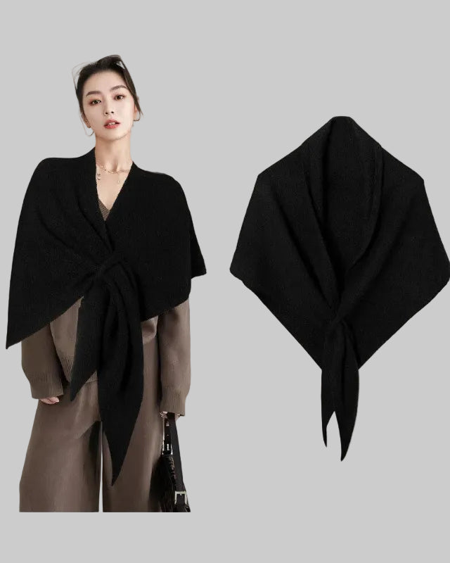 Knitted Wool Blend Shoulder Wrap Shawl