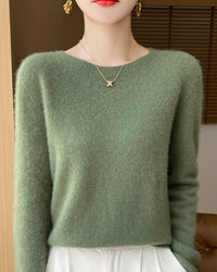 Merino Wool O-Neck Pullover Sweater