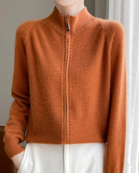 Raglan Merino Wool Zip Cardigan