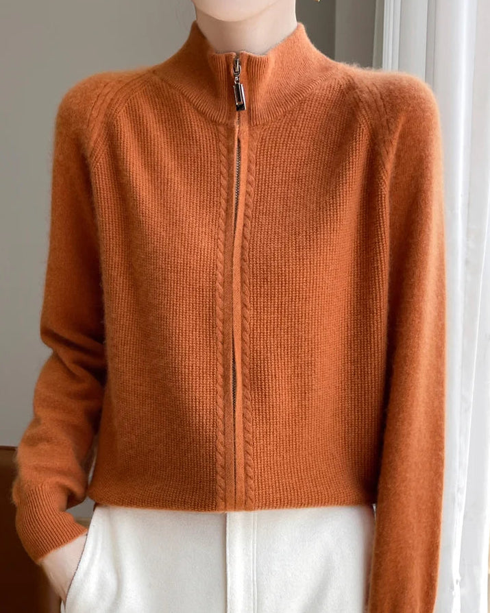 Raglan Merino Wool Zip Cardigan