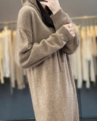 Drawstring Hooded Wool Dress
