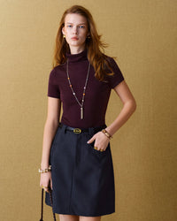 Wool Blend Mock Neck Knit Top