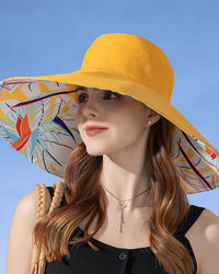 100% Cotton Floral Double-Sided Wide-Brim Bucket Hat