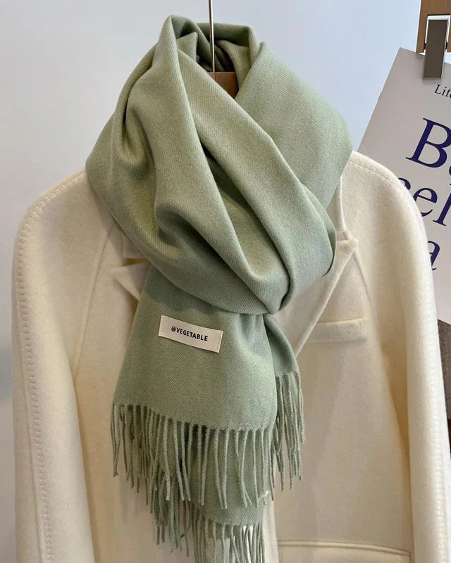 Faux Cashmere Tassel Wrap Scarf