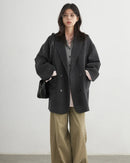 Wool-Blend Double-Breasted Midi Overcoat