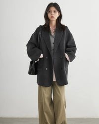 Wool-Blend Double-Breasted Midi Overcoat