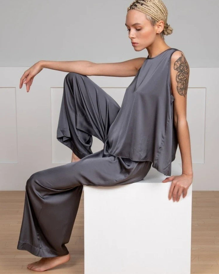 Crossed Back Vest & Loose Trousers Pajama Set