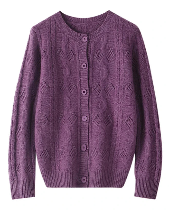 Openwork Merino Wool Cardigan