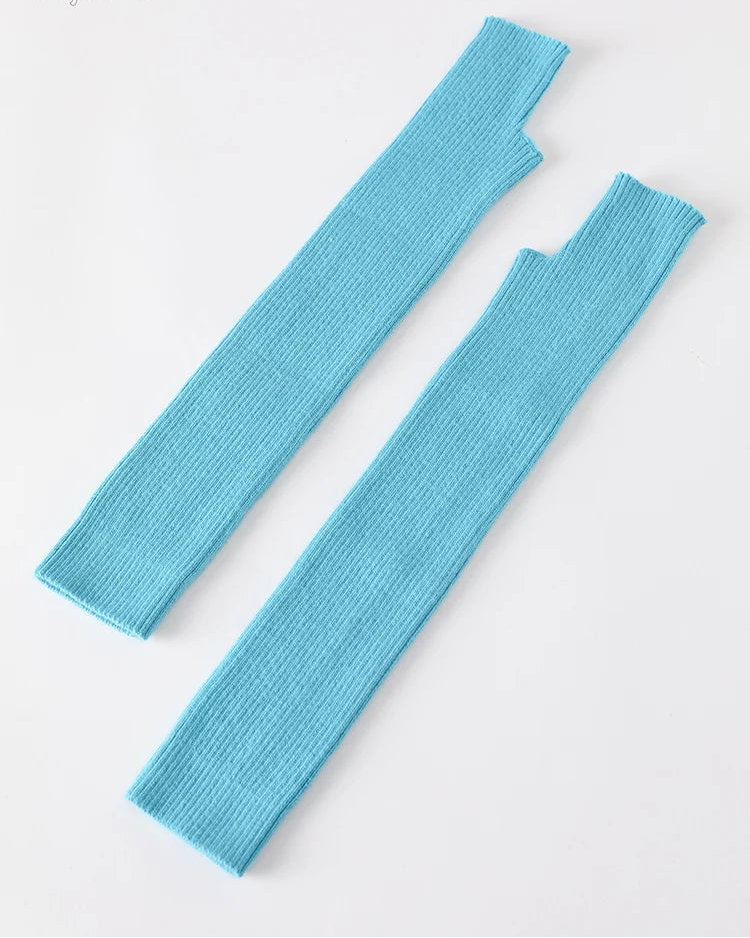 Wool Blend Knit Long Arm Warmers