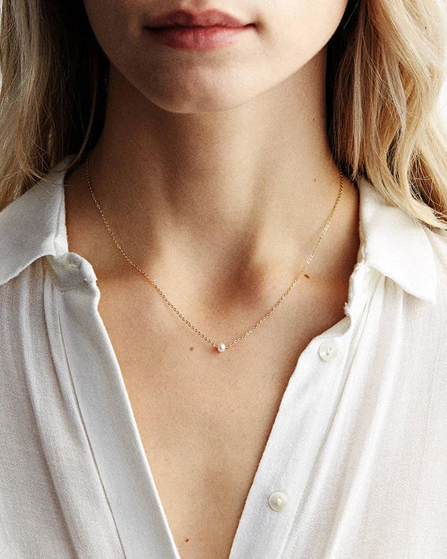 Stainless Steel Simulated Pearl Pendant Necklace