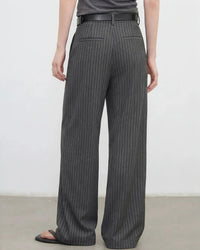 Herringbone Wide-Leg Suit Trousers