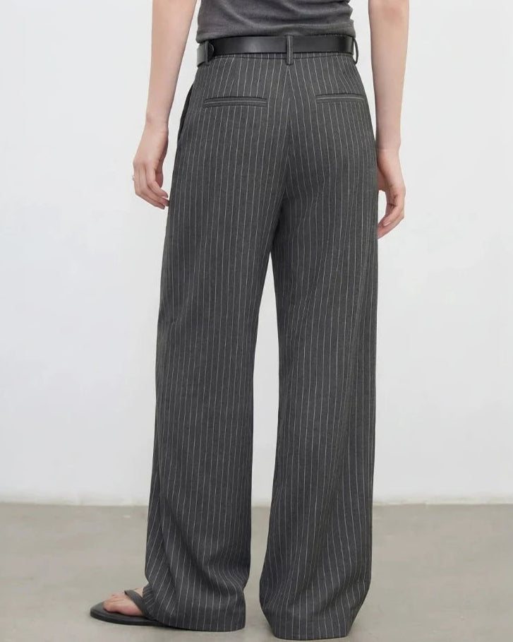 Herringbone Wide-Leg Suit Trousers