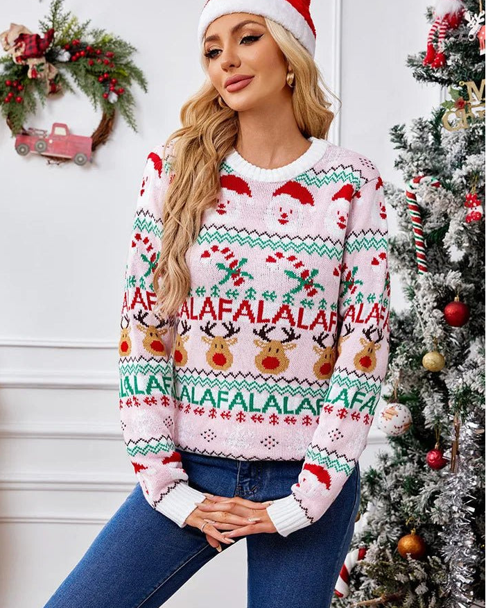 Designed for understated seasonal style, this elk jacquard sweater combines nostalgic patterning with a smooth, comfortable hand feel.