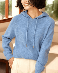 Cashmere Knitted Long-Sleeved Hooded Pullover