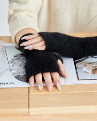 Soft Knit Wrist Warmers Thumb-Hole Mittens