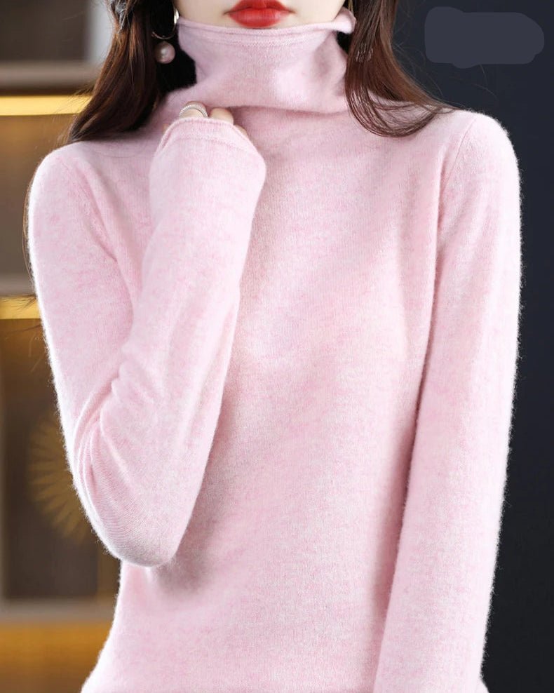 High-Neck Knitted Wool Pullover