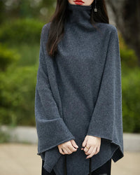 Wool Shawl-Style Mid-Length Sleeveless Pullover