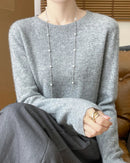 Merino Wool O-Neck Pullover Sweater
