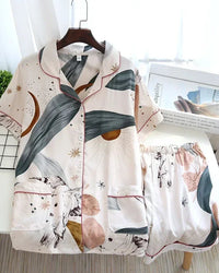 Floral Print Short-Sleeve Pajama Set