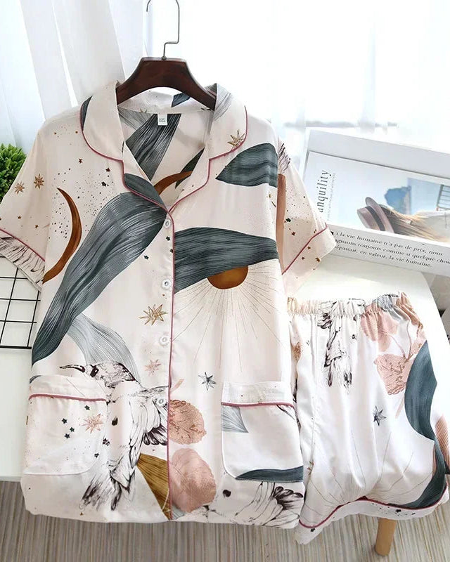 Floral Print Short-Sleeve Pajama Set