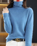High-Neck Mink Cashmere Pullover Sweater
