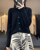 Merino Wool Round Neck Knit Cardigan