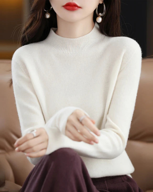 Merino Wool Mock Neck Sweater