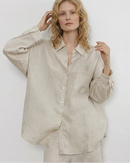 Oversized Linen-Blend Long-Sleeve Shirt