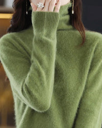 High-Neck Mink Cashmere Pullover Sweater